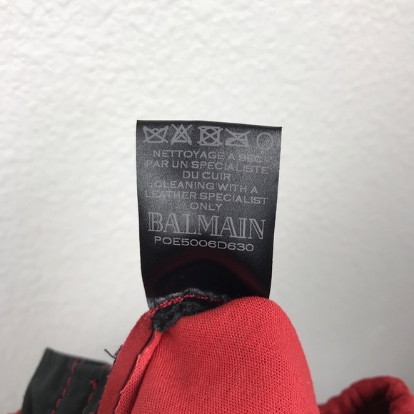 Balmain Boys Red Lamb Suede Moto Pants Size 8 - Picture 9 of 9